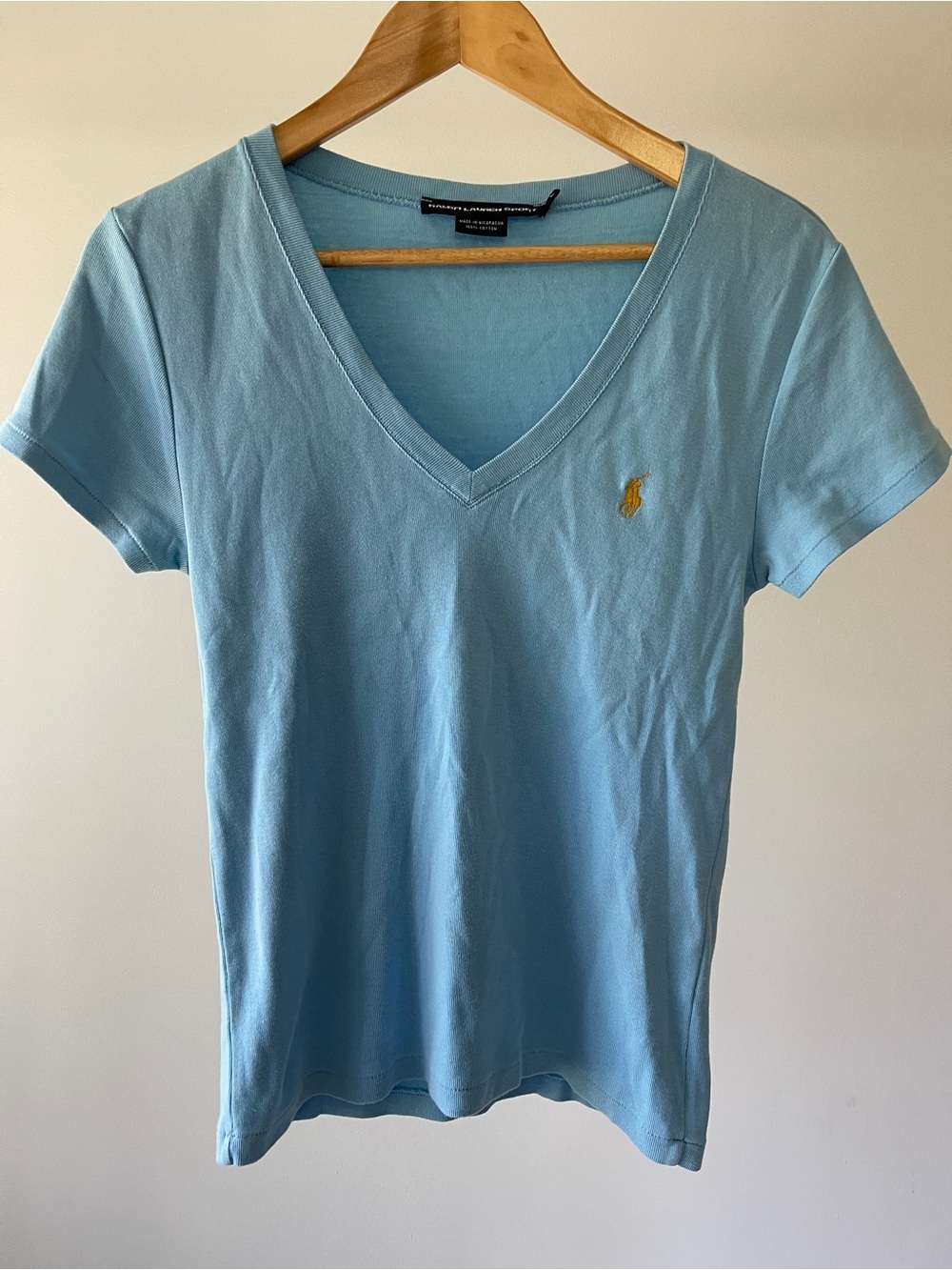 Ralph Lauren Light Blue V-Neck Short Sleeve Tee Size L